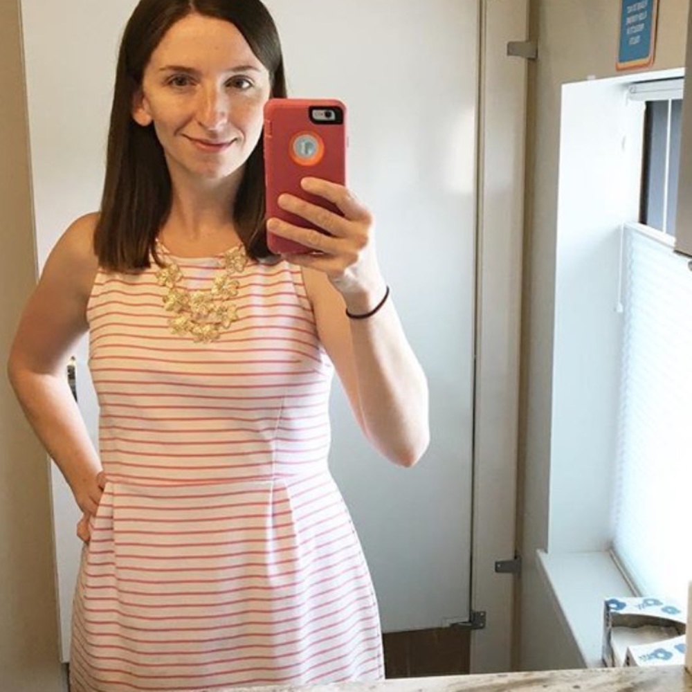 Pink striped zip dress